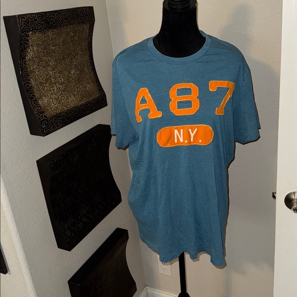 Aeropostale Blue Tee with Orange Accents - Picture 1 of 3